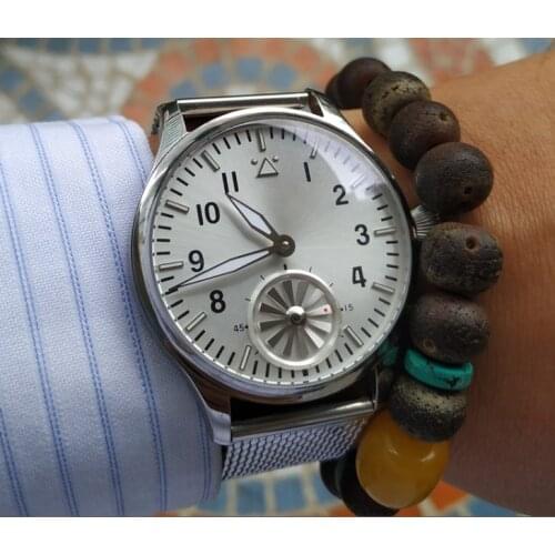 44mm GEERVO turbine second hand Asian 6498 17 jewels Mechanical movement Switzerland mens watch GR17-20