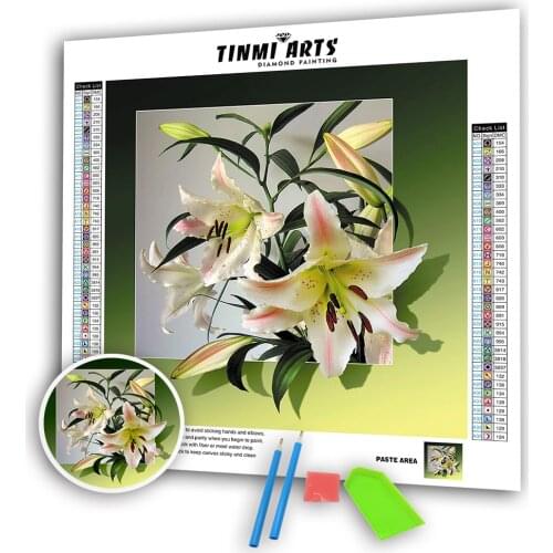 5D Diamond Painting Kits Full Round Drills DIY Cross Stitch Pattern Rhinestone Embroidery Arts Craft Wall Sticker Lily Flower