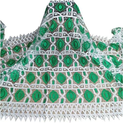African Lace Fabric 2021 High Quality Guipure Cord Lace Fabric Green Nigerian Water Soluble Cord Lace Fabric For Dress h66-608