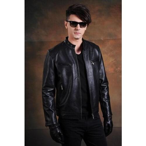 Free shipping.motor classic style,Plus size soft cowhide Jacket,fashion mens genuine Leather jacket.man bikers slim coat