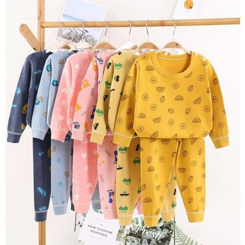 Kids Pajamas Sleepwear Baby Girls 2 Piece Cotton Sets Boys Full Sleeve Homewear Pyjamas Children Nightwear 2-13Y Teenage Clothes