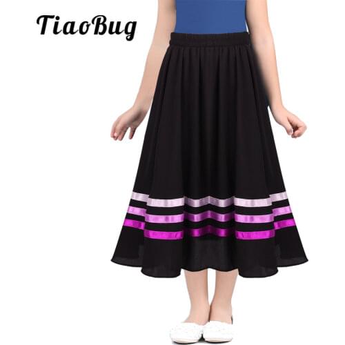 Girls Full Circle Ballet Character Skirts High Waist Lyrical Liturgical Praise Dancewear Long Skirt Dress Stage Performance