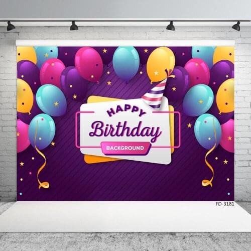 Colorful Balloon Purple Photography Backdrop Computer Printed Background for Children Baby Birthday Party Photoshoot Fond Photo
