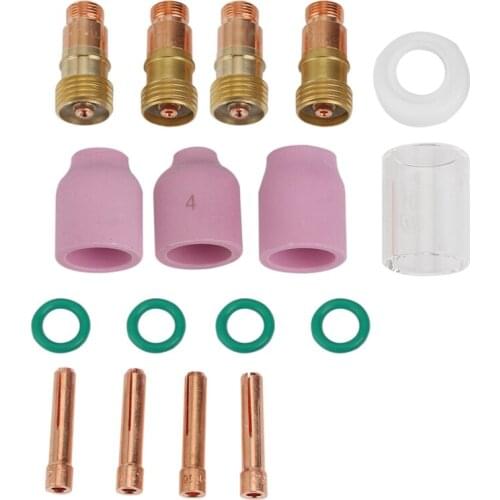 LBER 17X TIG Gas Lens Ceramic Nozzle+Heat Cup WP17/18/26 2.4mm Tools Supplies Welding Torch Collets Gas Len Welding Accessory