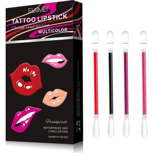 20Pcs/Set Lipstick Cigarette Case Cotton Swab Lipsticks Long Lasting Waterproof Portable Cosmetics For Women Outdoor