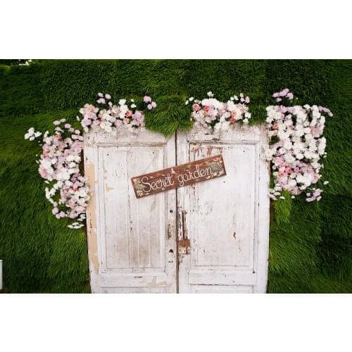 HUAYI Photography Backdrop wedding backdrop old barn door flowers wall photo background photobooth birthday backdrops W-3940
