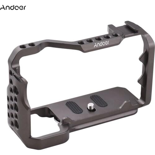 Andoer Camera Cage Camera Photography Accessory with Cold Shoe 1/4 Inch 3/8 Inch Screw Holes Replacement for Sony A7C