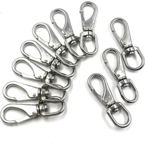 Silver 304 Stainless Steel Multi-use Boat Swivel Eye Snap Hook, Size 1#, a pack of 10
