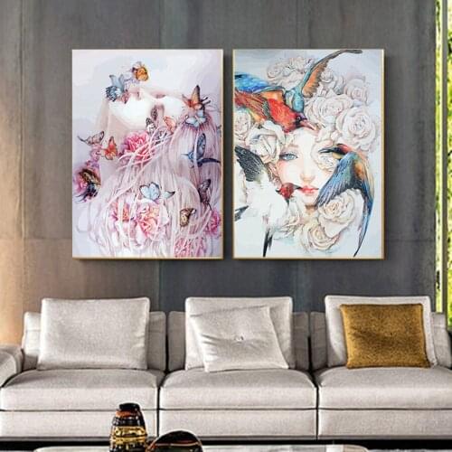 Painting By Numbers Beautiful Figure Girl Hand Painted Abstract Pictures By Number On Canvas Home Decoration DIY Gift