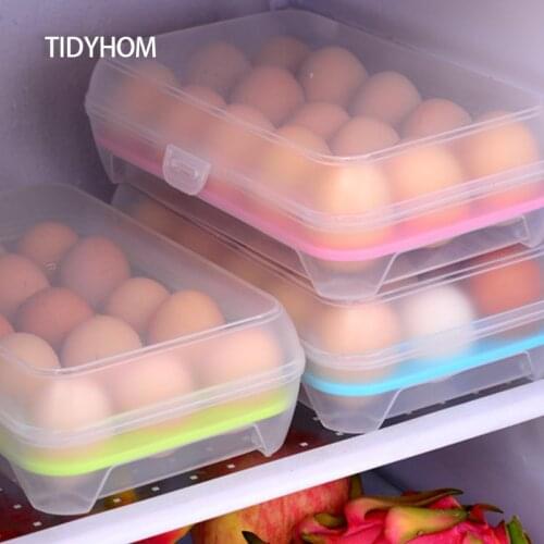 Kitchen Refrigerator Storage Box 15 Eggs Grid Compartments Fresh-Keeping Box Field Dinner Easy To Carry Healthy Plastic Box