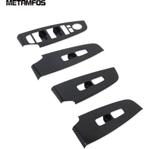 For Kia Seltos 2019 2020 Window Lift Switch Cover Trim Inside Armrest Frame Decoration Carbon Fiber Interior Car Accessories