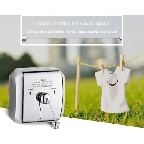 Stainless Steel Wall Hanging Clothesline Hotel Hotel Retractable Clothesline Indoor Outdoor Hanger Laundry Dryer Organiser Cloth