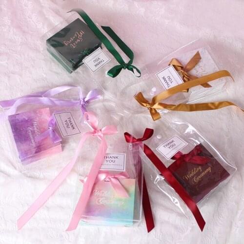 2020 New Creative PVC Plastic Chocolate Paper Box with PVC Handbags Wedding Christmas Birthday Candy Packaging Cases Party Favor