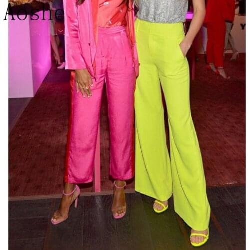 Aoshe New Women Bandage Trousers Sexy Party Celebrity Pants Fashion High Waist Solid Full Length Vestidos Flare Pants