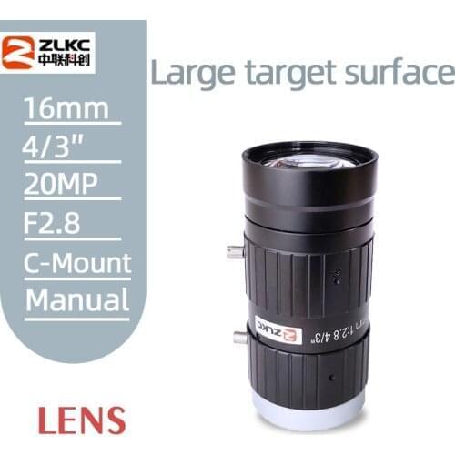 20Megapixel 16mm C-Mount 4/3" F2.8 Camera Lens Low Distortion Manual Lens Suitable for Industrial Inspection and Machine Vision