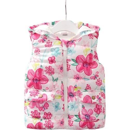 Autumn children girls clothes 2018 new princess floral cotton padded waistcoats winter causl vest jackets