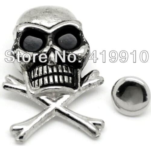 Free shipping -20 Sets Antique Silver Skull Crossbone Spike Rivet Studs Spots 24mmx17mm 7mm Bag Leather Clothes J1269