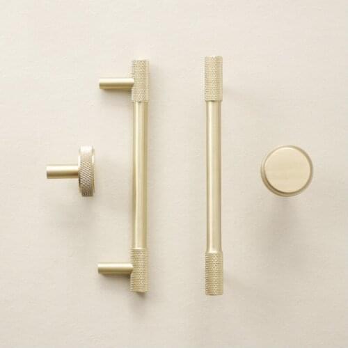 Modern Minimalist Nordic Brass Door Handle Cabinet Furniture Drawer Wardrobe Rose Gold Knurled Handle Black Copper Handle