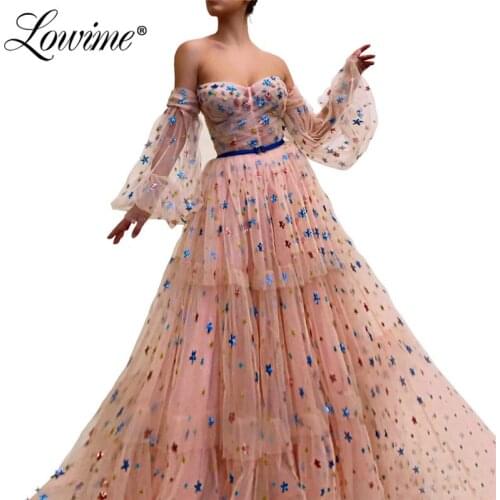 A-Line Pink Evening Dress Sexy Prom Dresses Dubai Kaftan Saudi Arabic Party Gowns For Wedding Caftan Abendkleider 2019 Newest