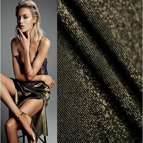 Evening Dress Are the golden skin soft gold Stretch Cotton imported super vertical cotton flax knitted clothing fashion dress d