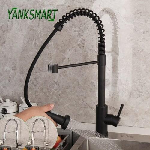 YANKSMART Pull Down 360 Degree Rotation Stream Sprayer Nozzle Kitchen Faucet Deck Mounted Sink Hot And Cold Mixer Water Tap