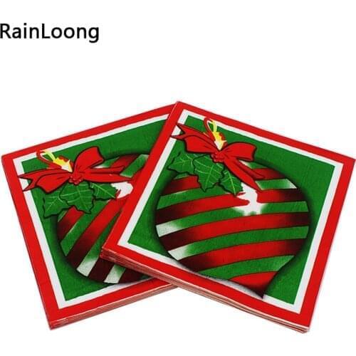 [RainLoong] Green Paper Napkins Christmas Event & Party Supplies Tissue Napkin Supply Decoration Paper 33*33cm 1 pack