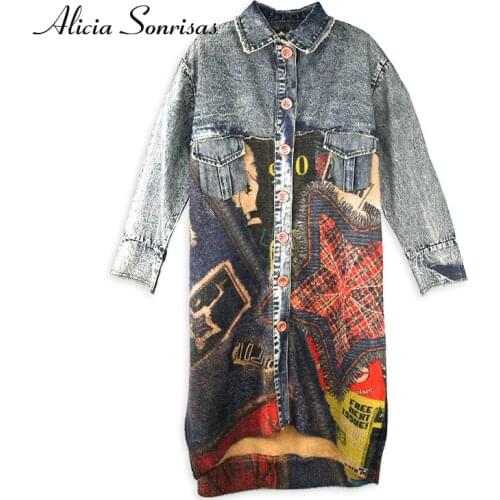 2021 Spring Autumn Street Printing Fashionabl Long Sleeve All-Matching Retro Womens Urban Leisure Denim Jacket Coat