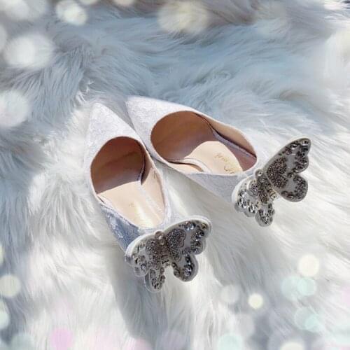 Princess elegant sweet vitage retro palace butterfly pointed high heel womens shoes summershallow mouth kawaii shoes cosplay
