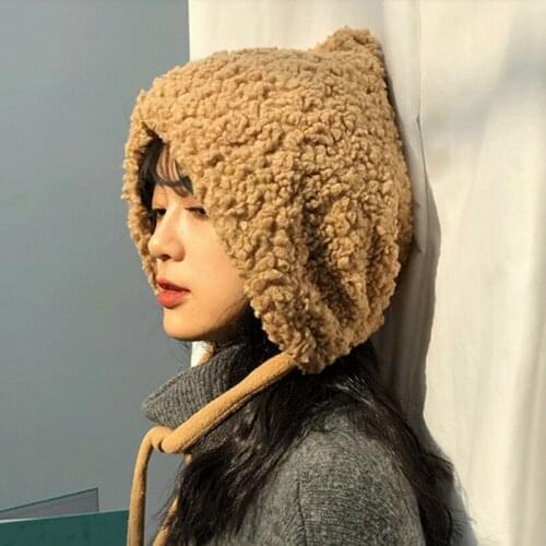 Winter New Women Faux Fur Knitted Beanies Skull Cap and Bags Girl Outdoor Thicken Warm Caps
