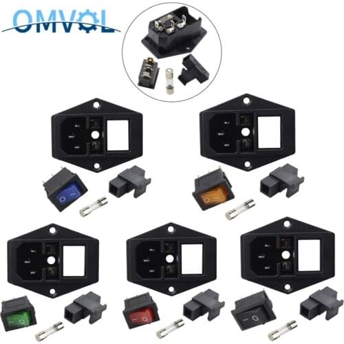 1pcs ! with 10A fuse ! power socket with Rocker Switch ac socket 3 Terminal Power Socket with Fuse Holder Connector