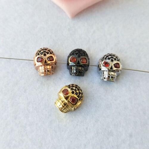 10 Pcs CZ zircon crystal Micro pave Connector skull Spacer Beads for DIY Making Bracelet necklace Jewelry Finding BD247