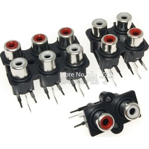 2Pcs/lot 2/4/6 hole RCA Female Stereo audio Jack AV Audio input socket Connector