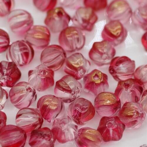 20pcs 8mm Glass Pumpkin Beads Transparent Gradient Color Loose Beads for diy Jewelry Making Necklace Bracelet Earring Findings