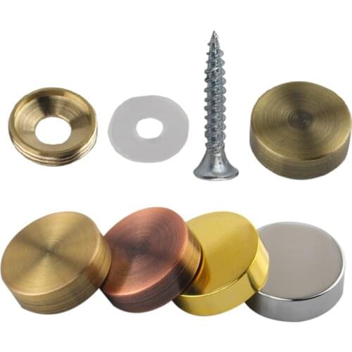 4Pcs Antique Pure copper Decorative Nail mirror Fixing Screws Plastic Washers Flat Advertisement nail Fittings Brass Screw Cover