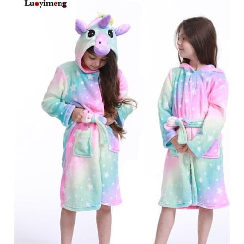 Baby Bath Robe Bathrobes For Boys Girls Pyjamas Rainbow Unicorn Animal Hooded Bebe Towel Beach Kids Sleepwear Children Clothes