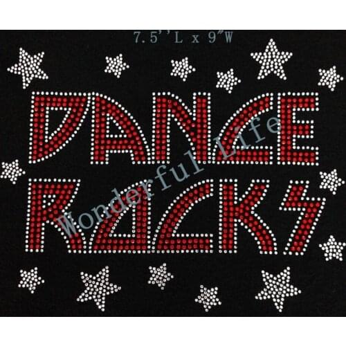 Free shipping Dance Rocks Rhinestnes Heat Transfer Design Image