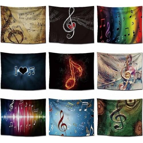 Large Musical Notes Hip Hop Rock Tapestry Wall Art Rock Reggae Flag Banners Hanging Paintings Wall Carpet Wallpaper Home Decor