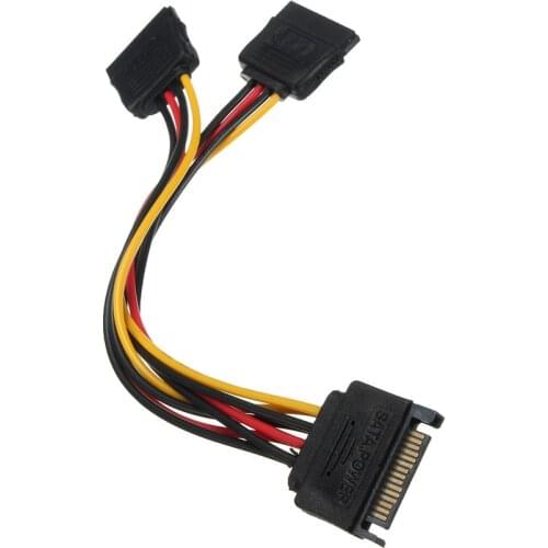 Cablecc Male SATA II Hard Disk Power to 2 Female Splitter Y 1 to 2 Extension Cable