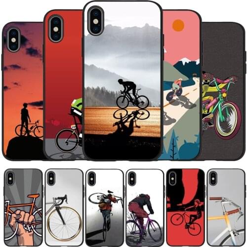 BIKE CYCLING art black Silicone Phone Case For iPhone 12 XR XS Max 5 5S SE 2020 6 6S 7 8 PLUS X 11Pro Max 11 Cover
