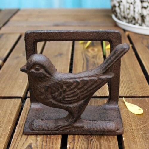 Rustic Bird Cast Iron Business Card Holder European Home Kitchen Tabletop Cat Fork Spoon Metal Napkin Tissue Paper Holder Rack
