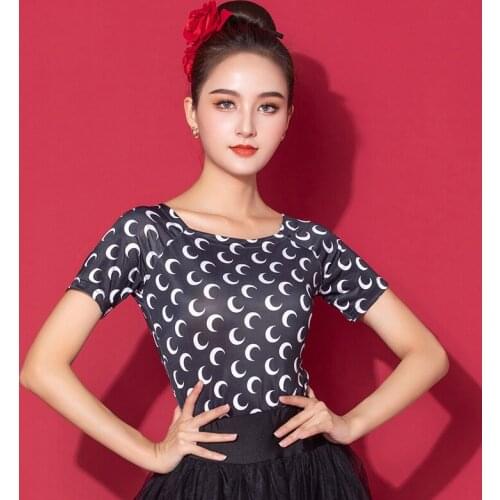 Cheap Latin Dane Tops Women Salsa Dancing Outfit Short Sleeve Ballroom Dance Clothes Summer Samba Dancewear Stage Costume DL8123