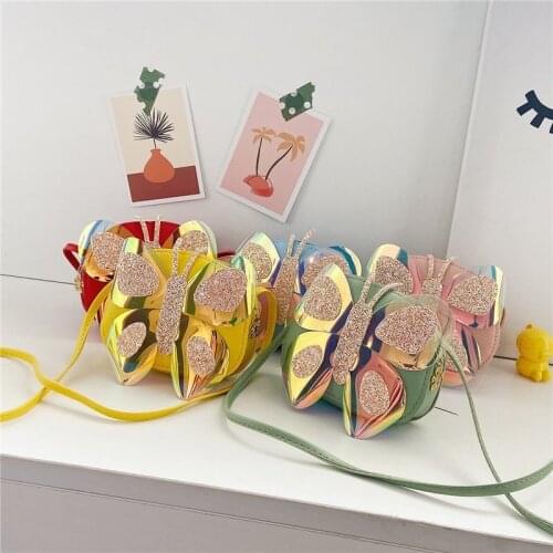 Kids Mini Wallets and Handbags 2020 Korean Childrens Messenger Bag Fashion Trend Butterfly Sequined Shoulder Bag