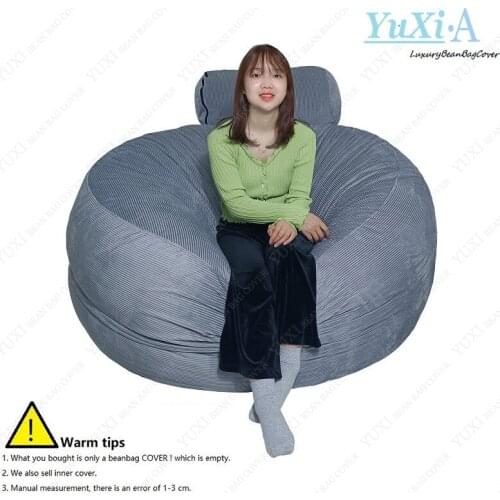 Dropshipping party leisure giant big Round Soft Fluffy Faux cushion Coat living room furniture xxl Giant Corduroy Bean bag cover