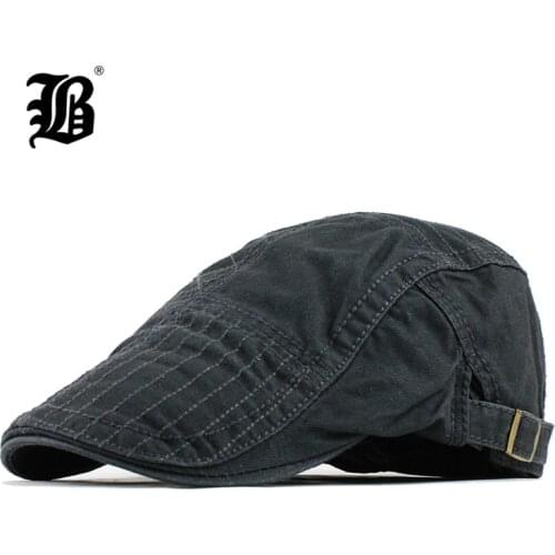 [FLB] Spring And Autumn Vintage Simple Solid Unisex Solid Beret Buckle Flat Caps Warmer Berets Visor Hat For Womens Mens F513