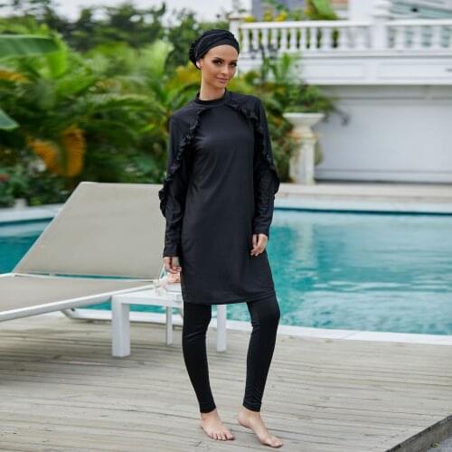 Islamic Women Muslim Swimwear Dress Pants Burkini Swimsuit Modest Islam Swim Surf Wear Sport Full Suit Swimming 3 Piece Sets