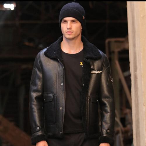 100% Guaranteed Genuine Leather Sheepskin Fur Coat Male Formal Shearling Clothing Winter Sheepskin Jacket Men Fur Overcoat