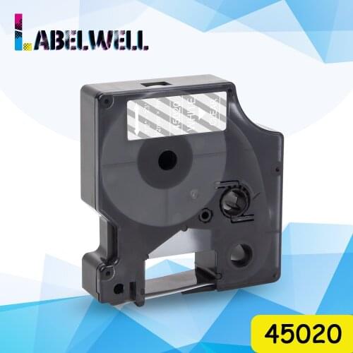 Labelwell Compatible for Dymo D1 12mm label tape 45020 White on Clear ribbon cassette replace for Dymo label manager LM 160 280