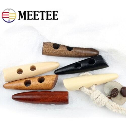 Meetee 50pcs 30-60mm Wooden Claw Button Coat Sweater Olive Buckle Horn 2-Hole Buttons DIY Clothing Sew Decor Buckle Scrapbooking