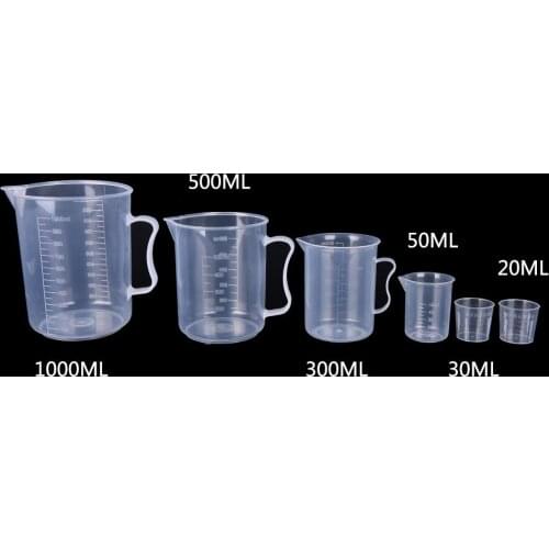 20ml / 30ml /50ml /300ml /500ml/1000ml Clear Plastic Graduated Measuring Cup For Baking Beaker Liquid Measure JugCup Container
