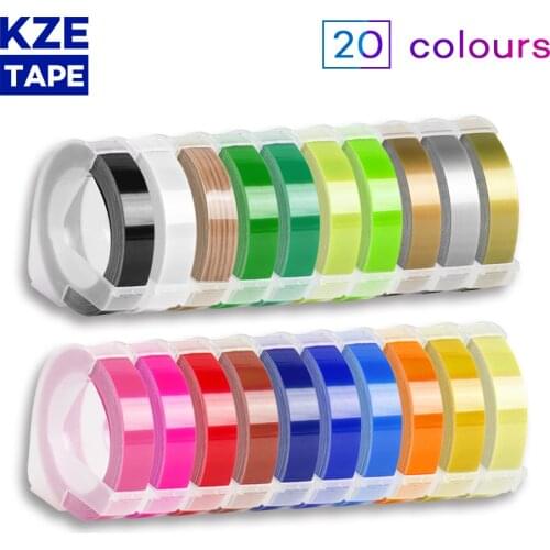 Multicolor 3D Embossing PVC Label Tapes Compatible Dymo 1610 1880 12965 Manual Label printers Motex E101 hand-made Label Makers
